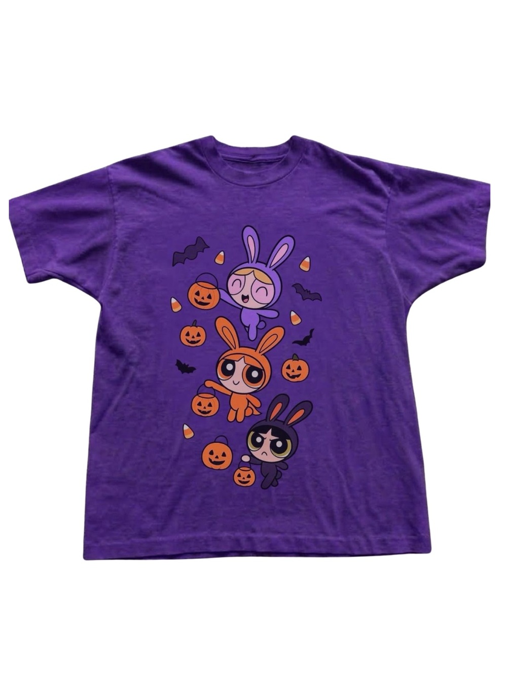 Gildan Purple Halloween Powerpuff Bunny Graphic Costume Tee